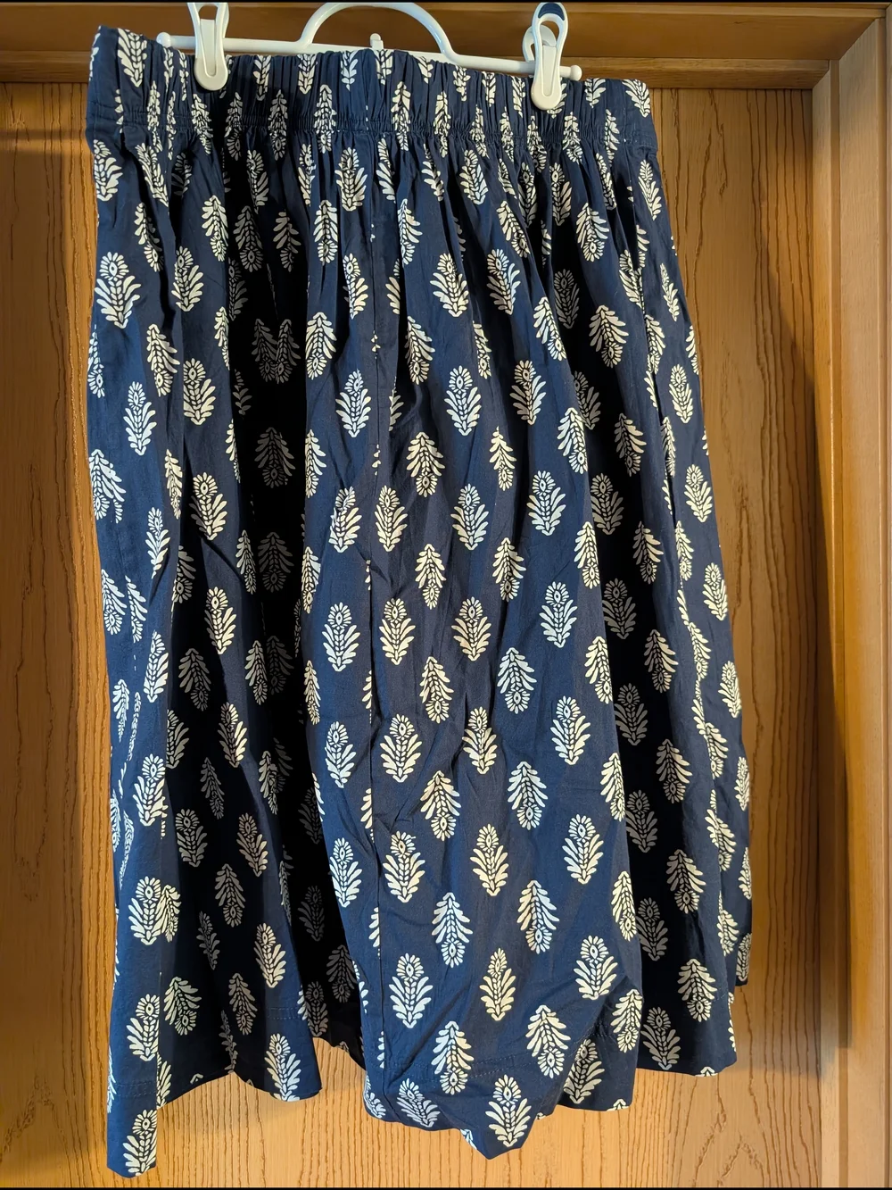 J. Crew Navy Blue Printed Button-Front A-Line Skirt - Picture 2 of 4